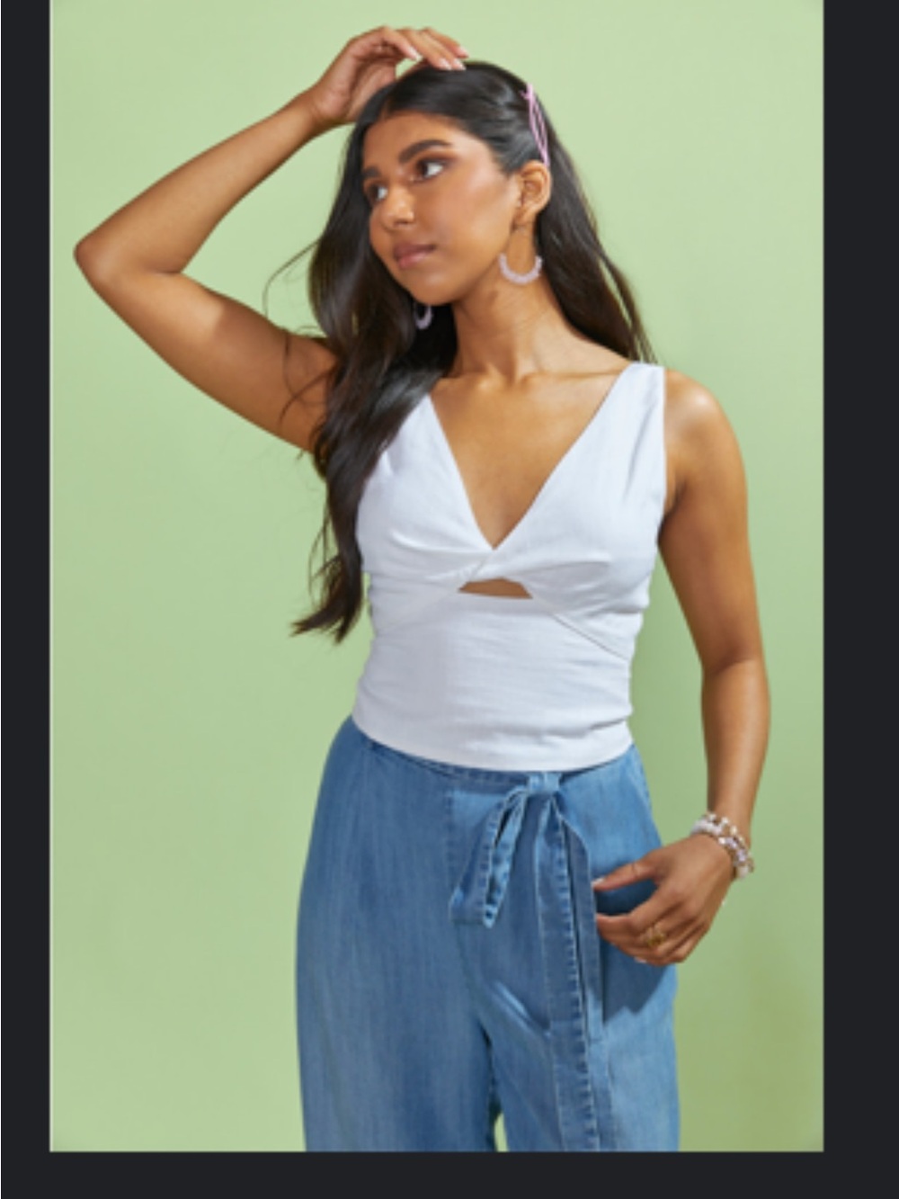 Francesca's White Syndie Keyhole Tank Top (M)